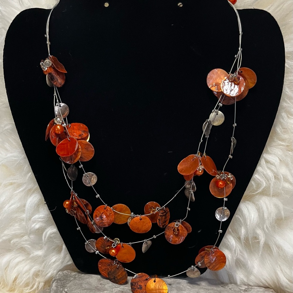 Elegant Orange and Silver Women's Necklace